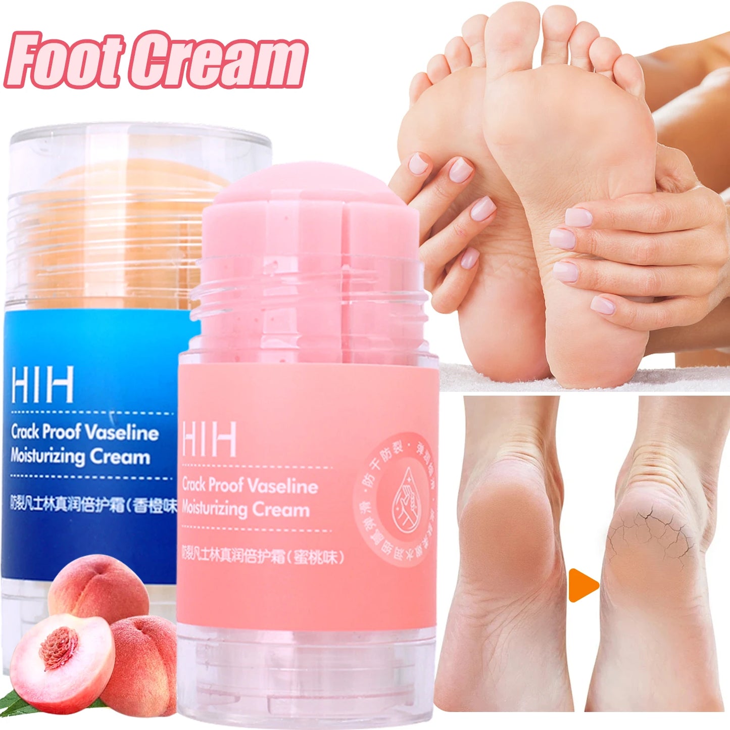 Moisturizing Exfoliation Feet Cream Stick Anti Cracking Double Protection Peach Orange Hand Foot Softening Dry Daily Foot Care